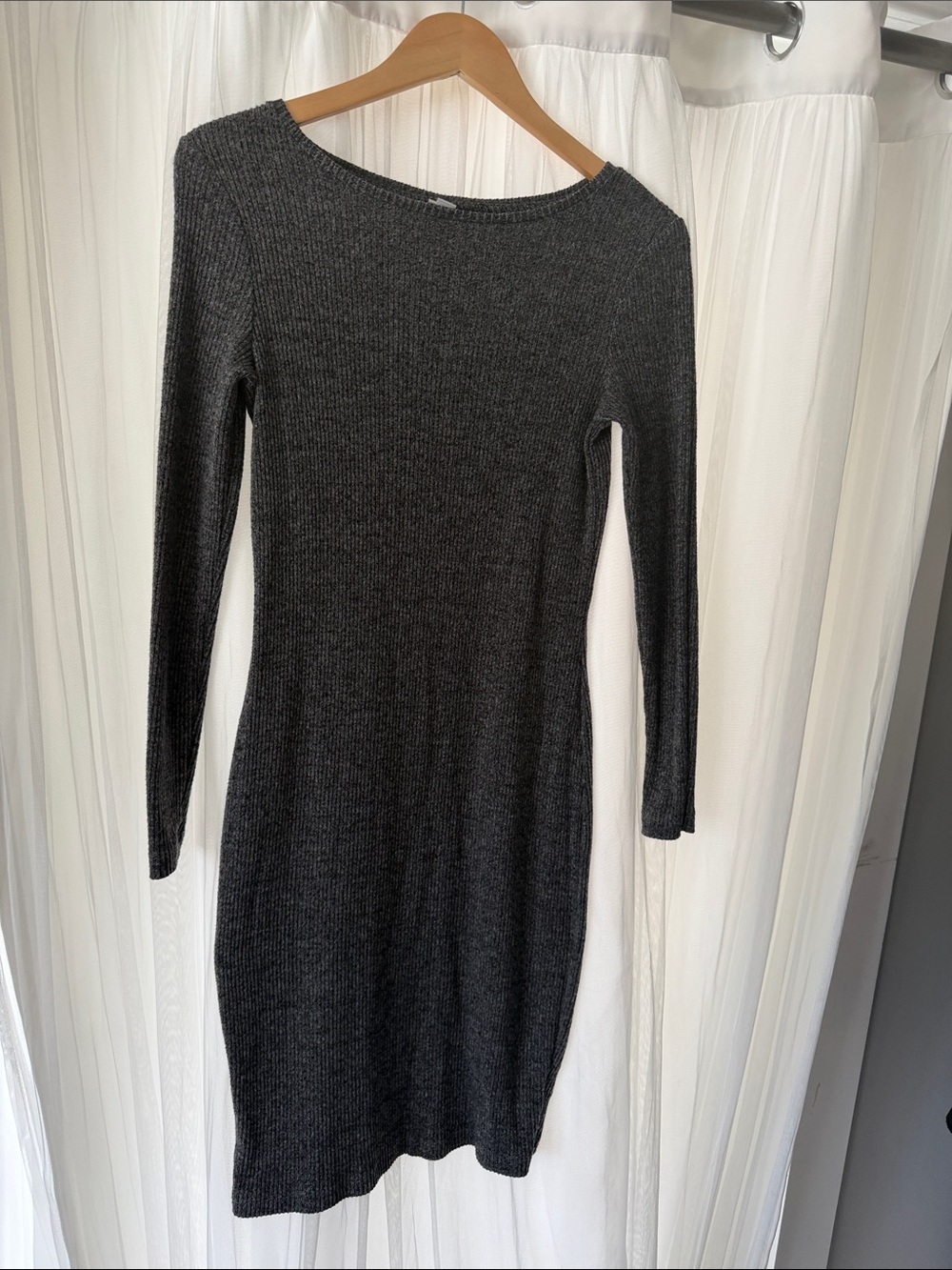 a new day Charcoal Ribbed Long Sleeve Knit Dress